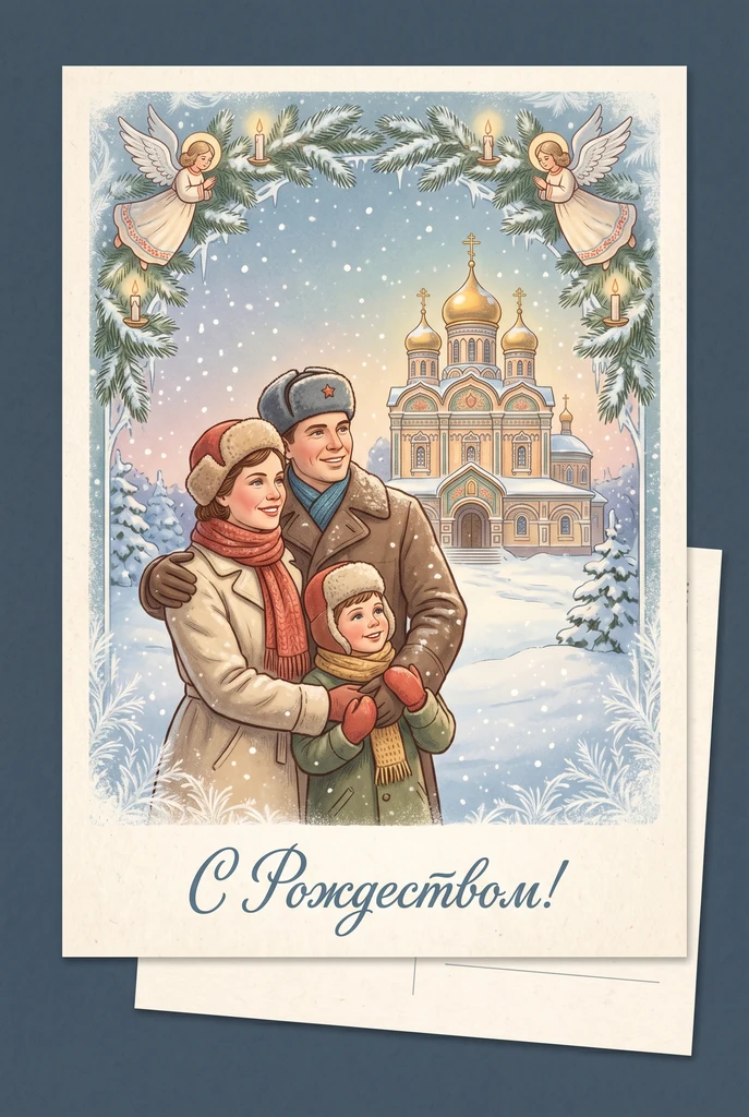 Винтажная рождественская открытка