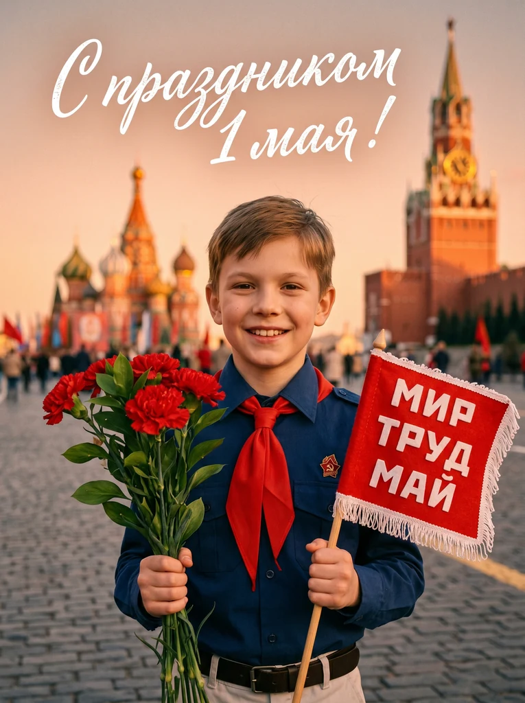 Открытка «Мир, труд, май»