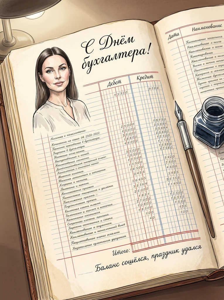 Страница бухгалтерской книги