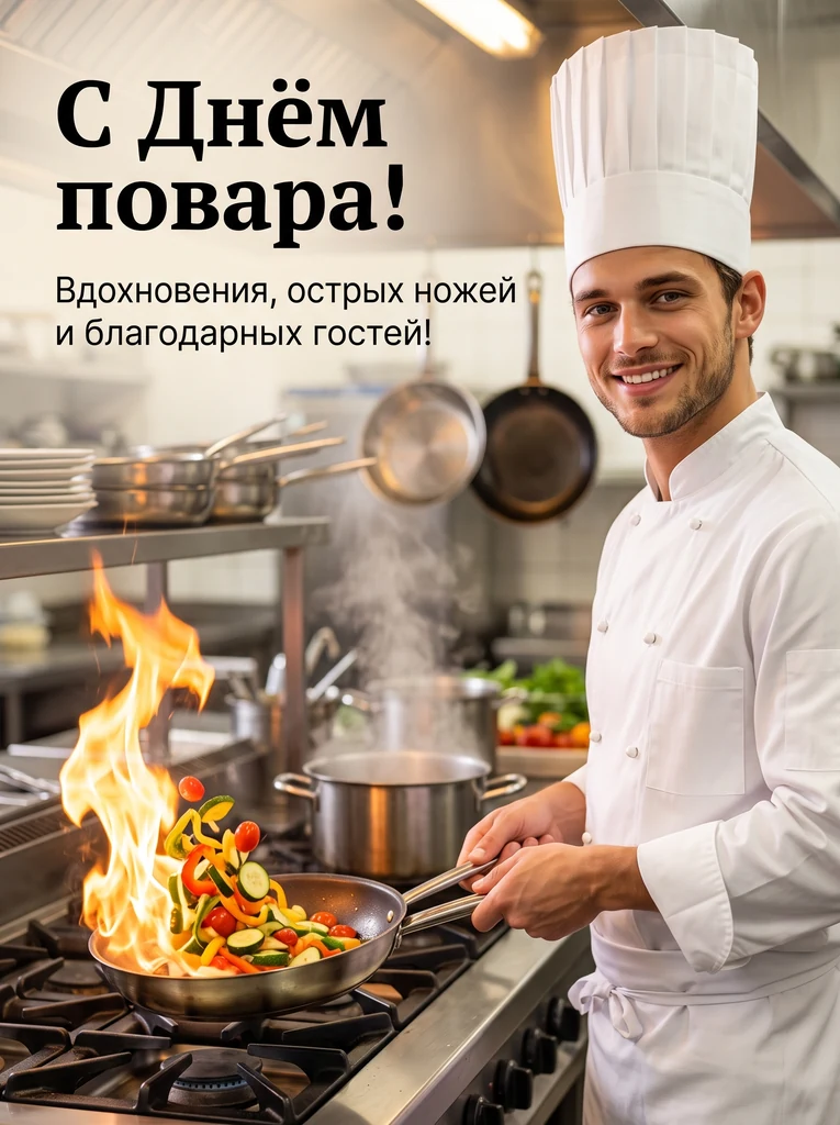 Повар на кухне ресторана