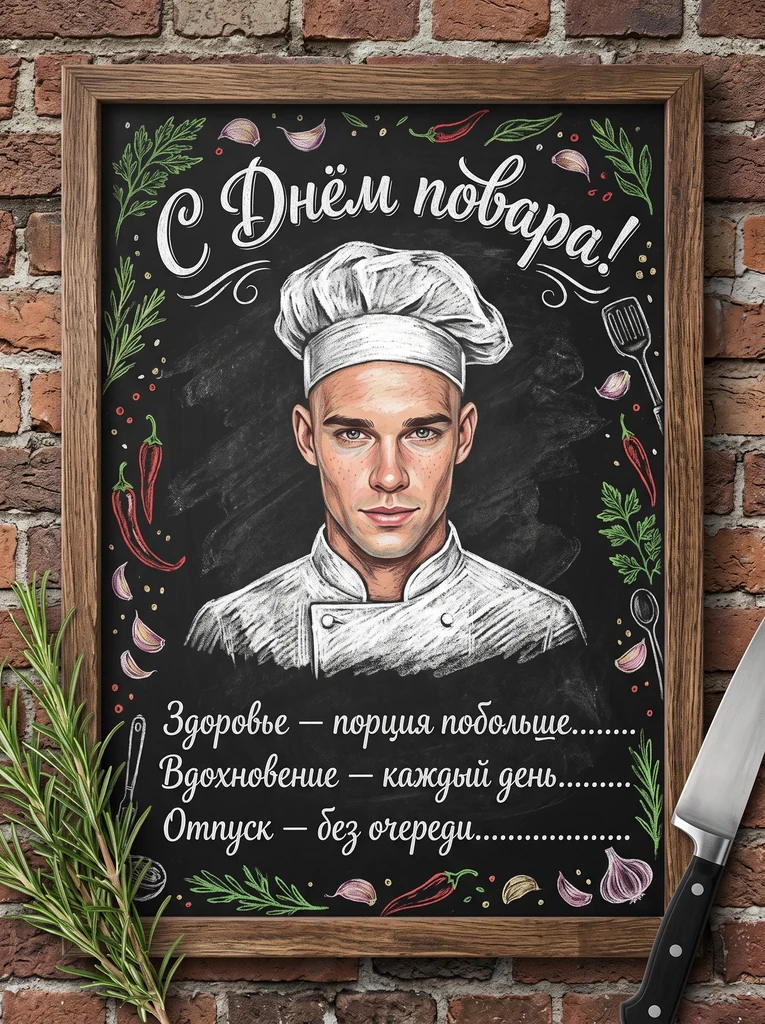 Открытка-меню на меловой доске