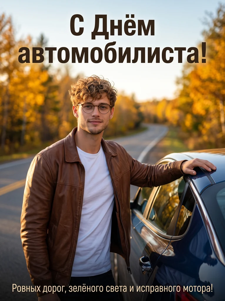 У машины на осенней трассе