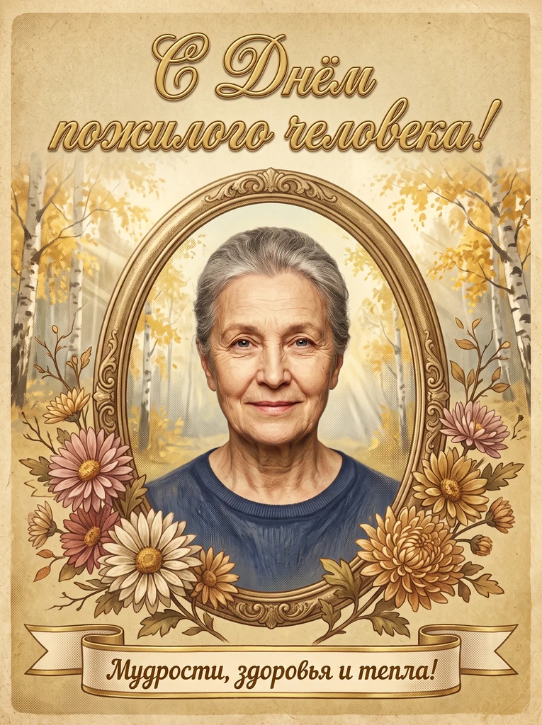 Ретро-открытка с астрами