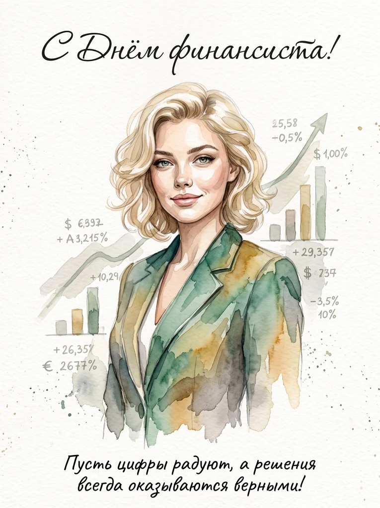 Акварельная открытка финансисту