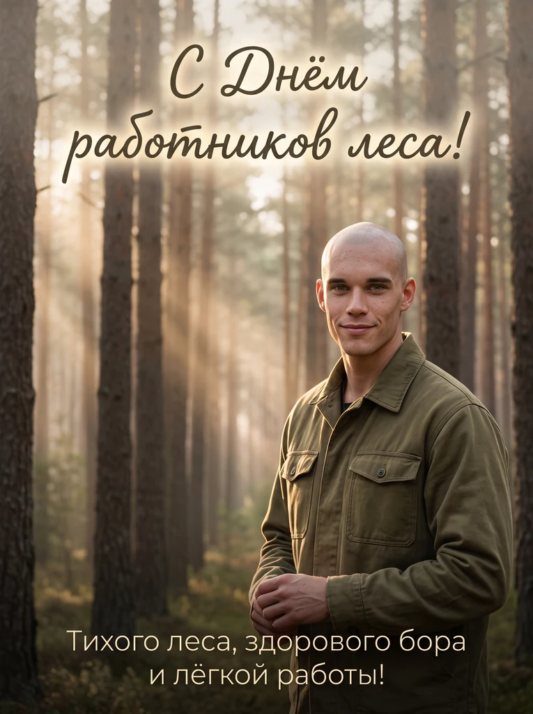 Лесник в осеннем лесу