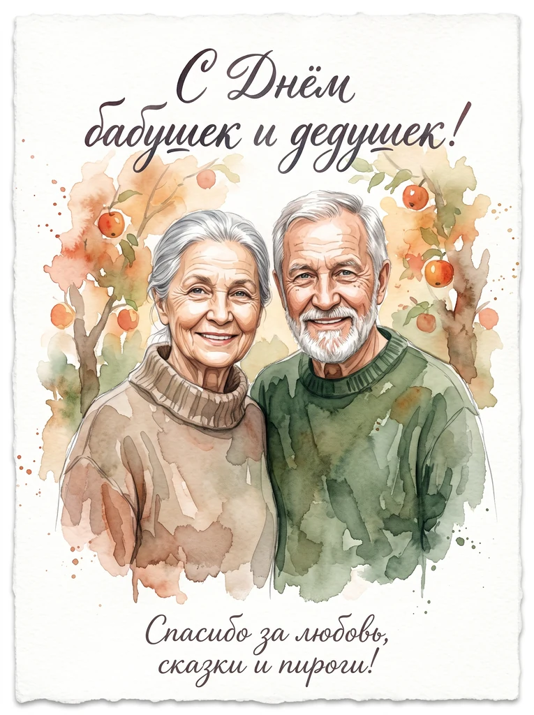 Акварель для бабушки и дедушки