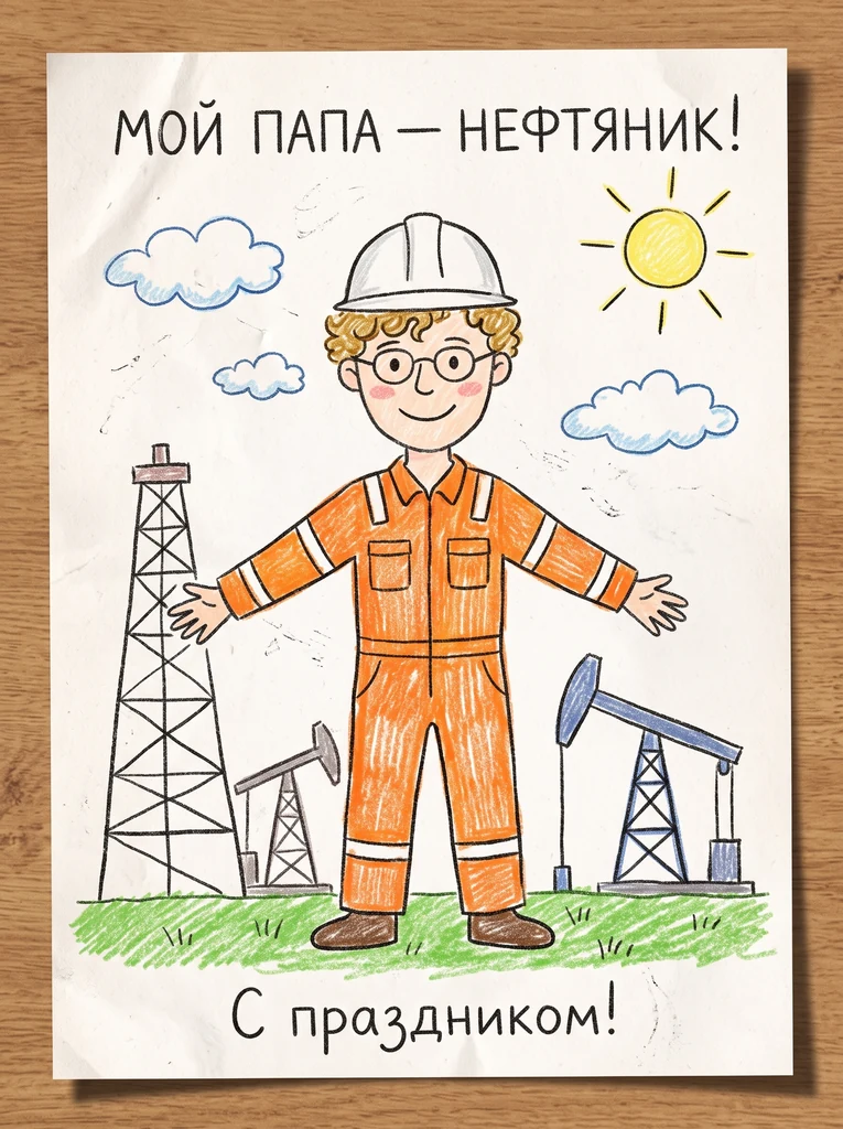 Детский рисунок нефтянику