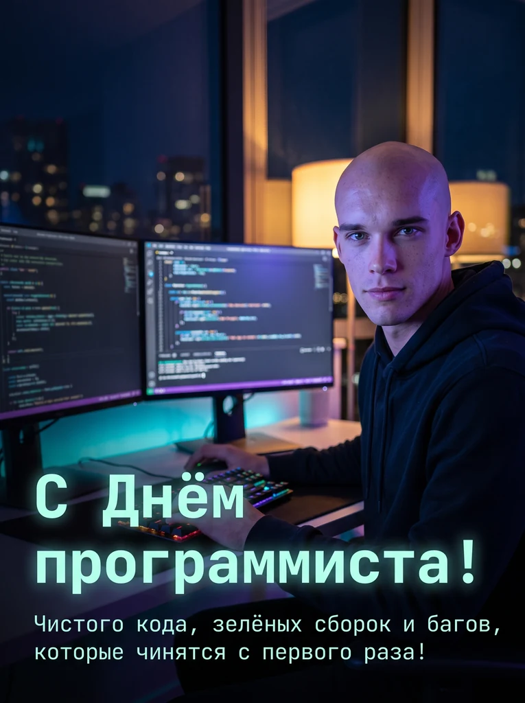 Программист в ночном свете