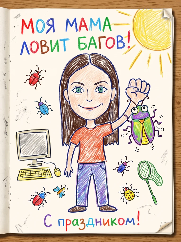 Детский рисунок тестировщику