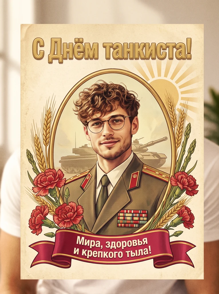 Ретро-открытка танкисту