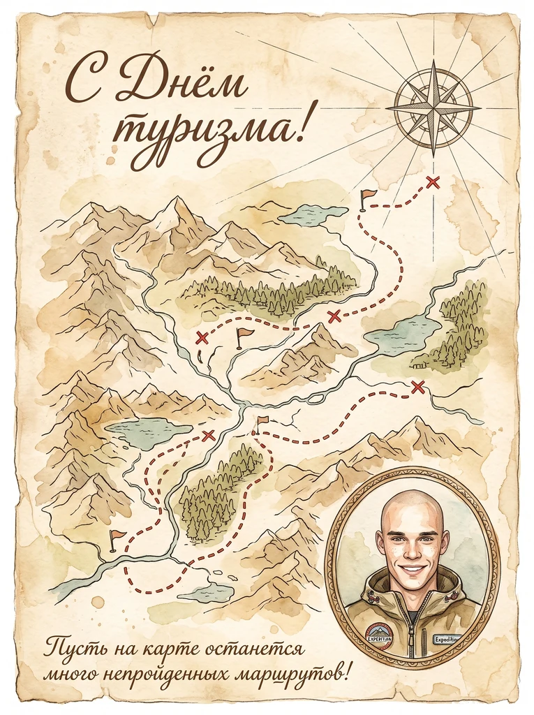Акварельная карта маршрута