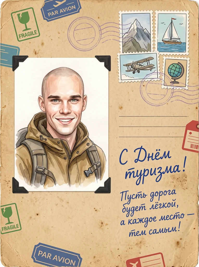 Открытка с марками стран