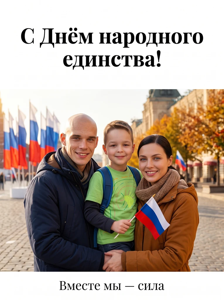 Семья на праздничной площади