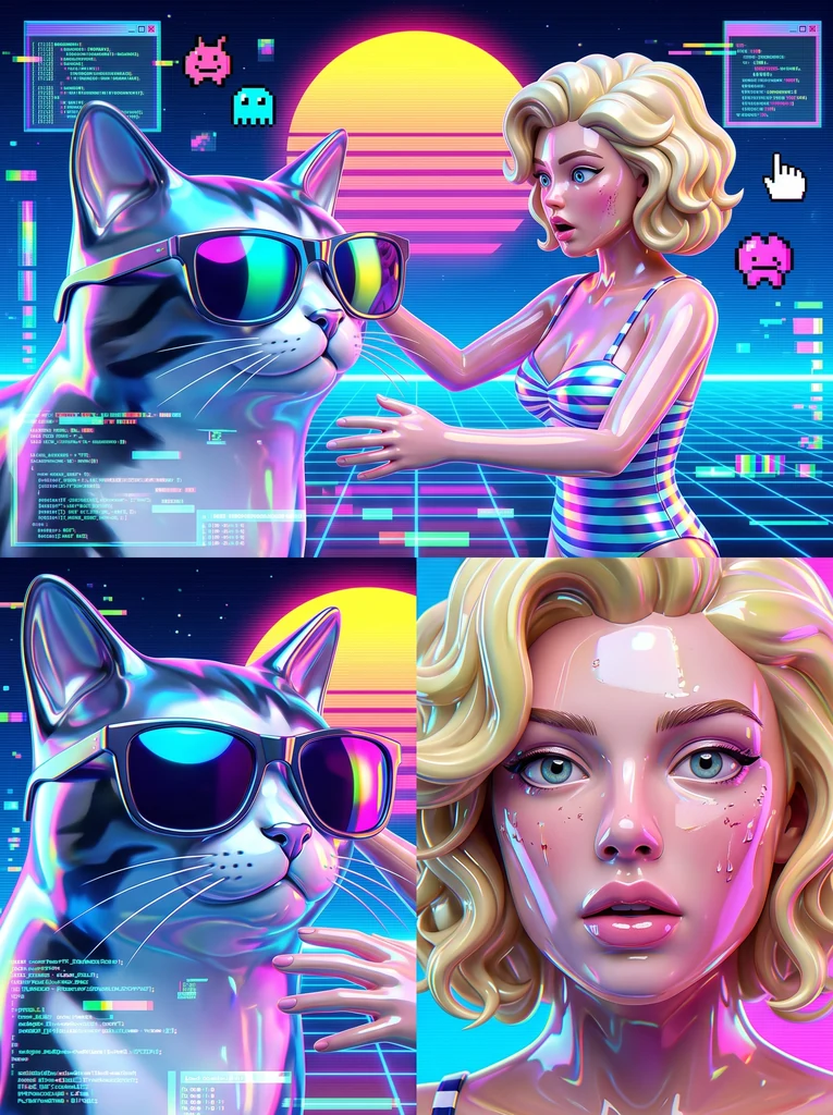 Y2K-хром и абсурд: сюрреалистичная иллюстрация